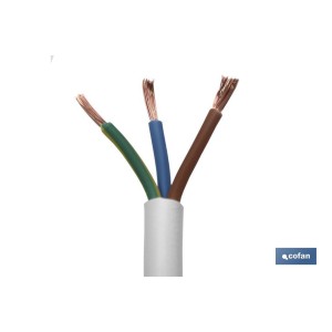 Rollo Cable Eléctrico de 100 m | PVC H05VV-F | Sección 3 x 1 mm2 | Color Blanco