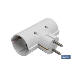 Adaptador doble Schuko 2P+T | Color Blanco | 16 A - 250 V