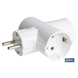 Adaptador triple Schuko 2P+T | Color Blanco | 16 A - 250 V