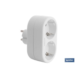 Adaptador doble Frontal Schuko | Color Blanco | 16 A - 250 V