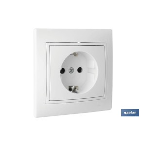 Base enchufe bipolar de empotrar | Modelo Pacific | 16 A - 250 V | L-N | Color blanco