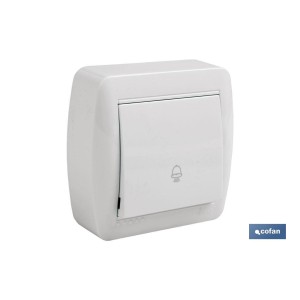 Pulsador de Campana de superficie | Modelo Atlantis | Color blanco | 10 A - 250 V