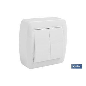 Doble Interruptor de superficie | Modelo Atlantis | Color blanco | 10 A - 250 V