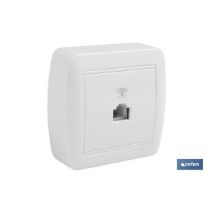 Base para Teléfono RJ11 de superficie | Modelo Atlantis | Color blanco | 10 A - 250 V