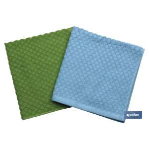 Pack de 2 paños de cocina | Medida 50 x 50 cm | Color verde y azul | Modelo Merlot