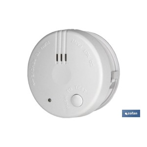 Detector de humos con alarma de sonido | Tamaño mini Ø70 mm | Incluye pilas