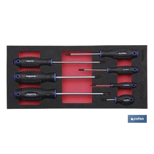 Módulo de espuma con herramientas  | Para 1/3 cajón del carro de herramientas cofan |Destornilladores Phillips 7 piezas