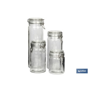 Set de 4 Frascos de Vidrio | Para Almacenamiento | Capacidad de 750 - 1150 - 1500 - 2100 ml