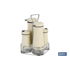 Set de aceiteras de 4 piezas Modelo Aloreña | Capacidad 2 piezas de 230 ml y 2 piezas 120 ml | Color beige