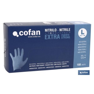 Caja de 100 unidades de guantes de nitrilo | Colocación ambidiestra | Sin polvo | Extrafuertes y resistentes