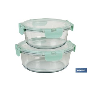 Set de 2 Fiambreras Redondas de Borosilicato | Modelo Aghata | Capacidad 620-950 ml