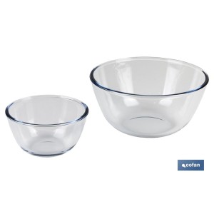 Set de 2 Ensaladeras redondas de borosilicato Modelo Baritina I Capacidad: 800 ml - 2700 ml | Dos boles con diferentes medidas