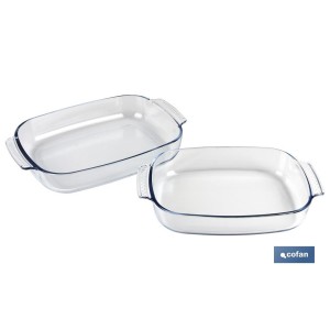 Set de 2 fuentes ovaladas Modelo Baritina | Fabricadas en vidrio borosilicato I Capacidad 2700 ml - 3800 ml