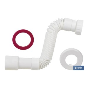 Tubo Flexible | Color Blanco | Longitud: 300-720 mm | Para Lavabo y Bidé | Medidas: 1 1/2 Ø32-40 mm  o 1 1/4  Ø40-50 mm