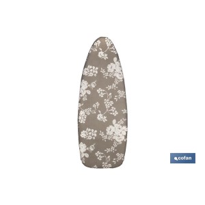 Funda para Tabla de Planchar Acolchada de Algodón | Medidas: 140 x 60 cm | Estampado Gris con Flores