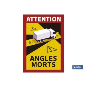 Etiqueta Adhesiva Camión o Autobús | Pegatina Obligatoria en Francia | Señal ATTENTION ANGLES MORTS