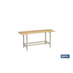 Banco de vestuario | Estructura de acero | Asiento de madera| Medidas: 47,5 x 100 x 32 cm