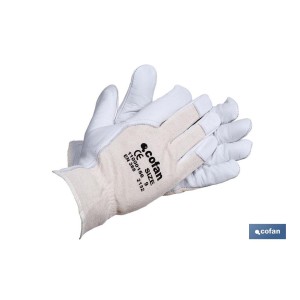 Guantes de piel de vacuno y dorso de punto | Duraderos y resistentes | Transpirables | Protección y seguridad