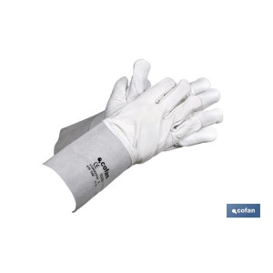 Guantes de vacuno con manguitos de 13 cm | Piel de serraje | Comodidad y protección | Ideales para agricultura y recolección