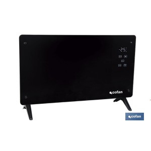 Convector radiante de panel de vidrio | Potencia: 2000 W | Mando a distancia | Control vía app | Compatible con asistente de vo