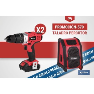 Pack de 2 taladros percutores a batería + altavoz Bluetooth de regalo | Herramientas de calidad