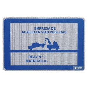 Placa V-24 homologada para Grúas de Auxilio en Carreteras | Señalización de Seguridad para Servicios de Asistencia Vial