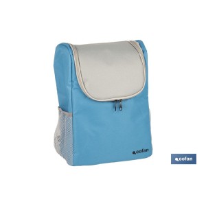 Mochila nevera isotérmica | Mochila de refrigeración | Capacidad: 10 litros | Color: Azul y gris | Medidas: 28 x 12,5 x 37 cm