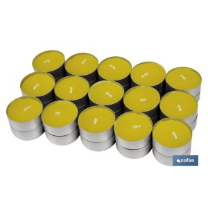 Pack de 30 velas Tea Light de citronela amarillas | Más de 4 horas de duración