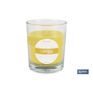 Velas aromáticas de citronela en vaso | Color: Amarillo | 28 horas de duración