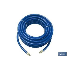 Manguera de compresor Ø8 x 12mm (Rosca macho BSP 1/4) longitud 15 Metros | Manguera azul para aire comprimido en PVC