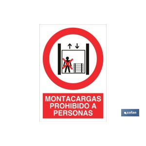 Montacargas prohibido a personas