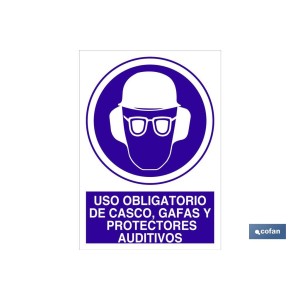 Uso obligatorio de casco, gafas y protectores auditivos